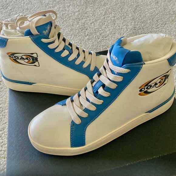 COACH Clip Leather High Top CE512 Women's Lace up Logo Patch Sneaker Shoes 6.5 - Picture 4 of 8